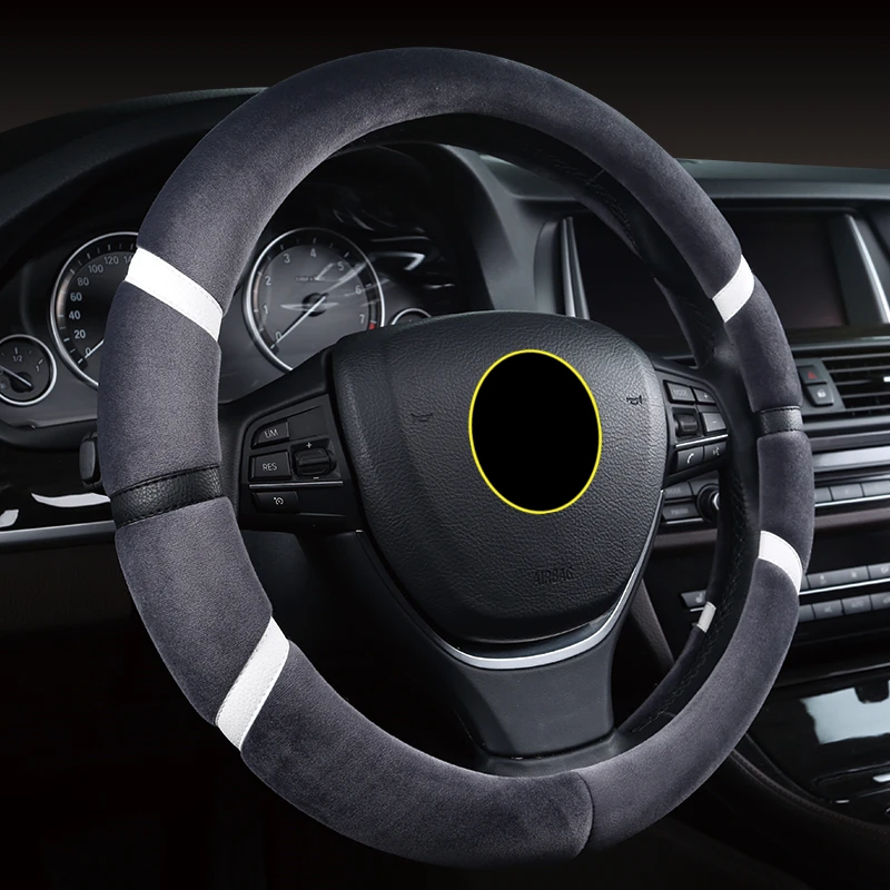 Короткая плюшевая автомобильная оплетка руля с подогревом меховая зимой 15