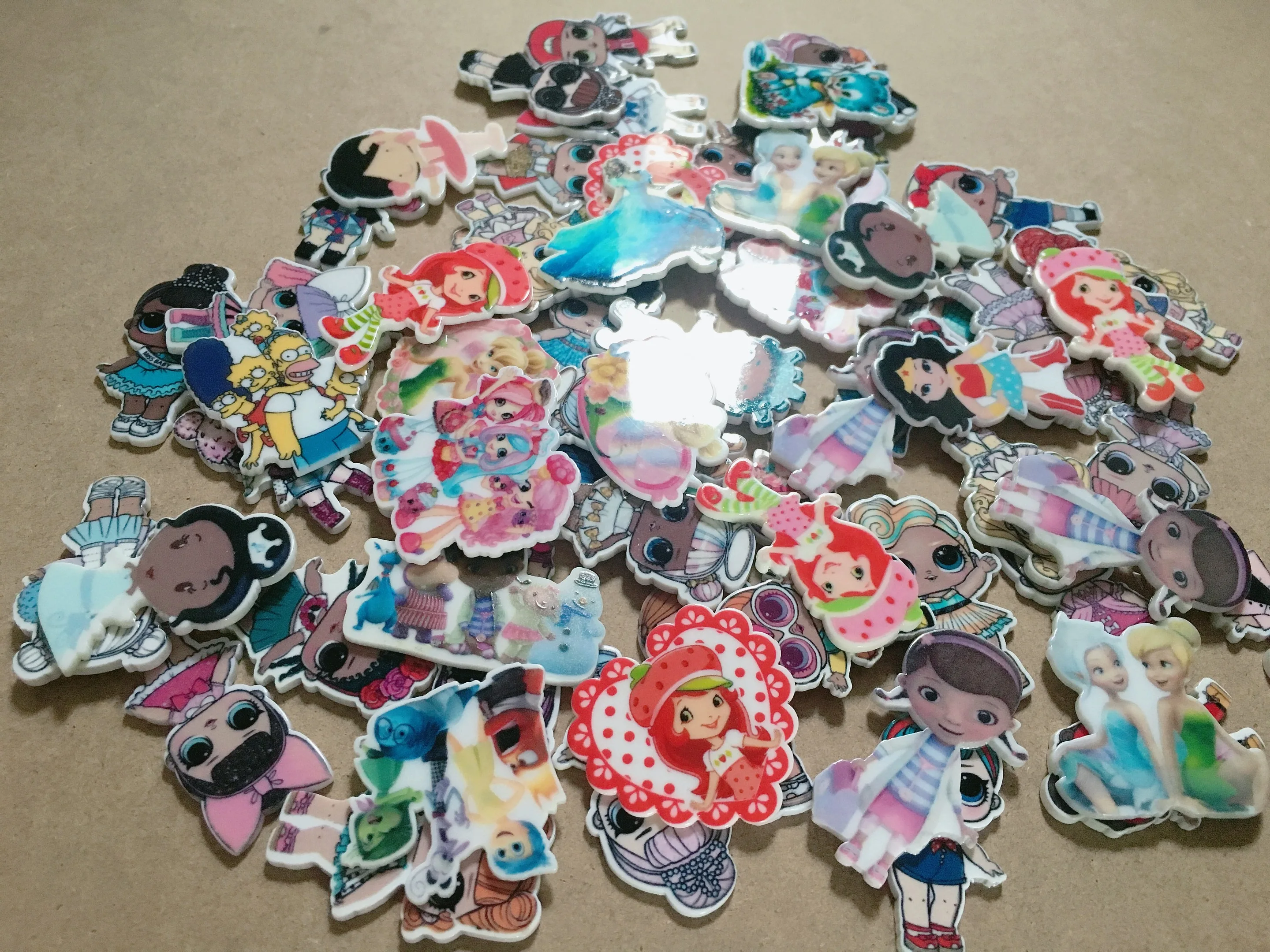 Принт с героями мультфильмов Kawaii, сказочный микс девушка принцесса статуэтки, миниатюры ремесло с плоской задней частью смолы с бантом «сделай сам» для дома украшения и аксессуары для волос