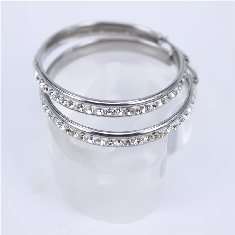 MGUB 2 цвета выбор маленькие 15 мм-60 мм Цветные Кристальные серьги из нержавеющей стали популярные женские ювелирные изделия удобные для ношения LH385 - Окраска металла: silver Color 60mm