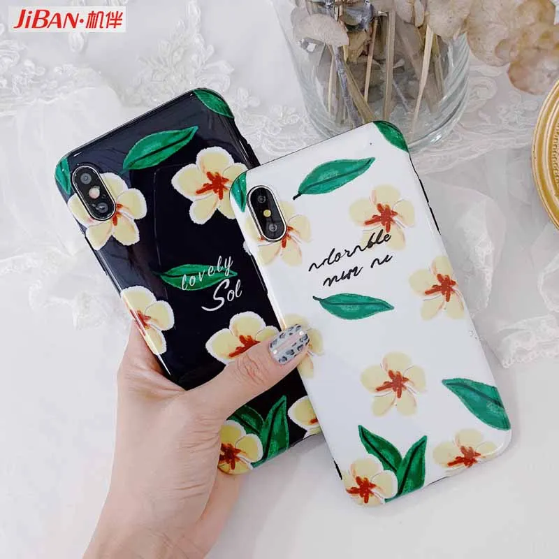 JIBAN милый цветок жасмина чехол для XS/XR/Max/для iphone 8 плюс глянцевый мягкий X 6 S plus 7