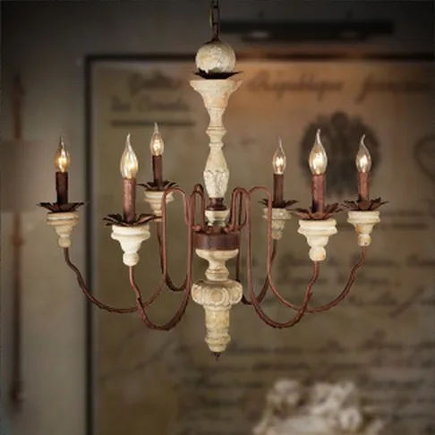 Винтажная деревянная люстра в стиле лофт | Лампы и освещение