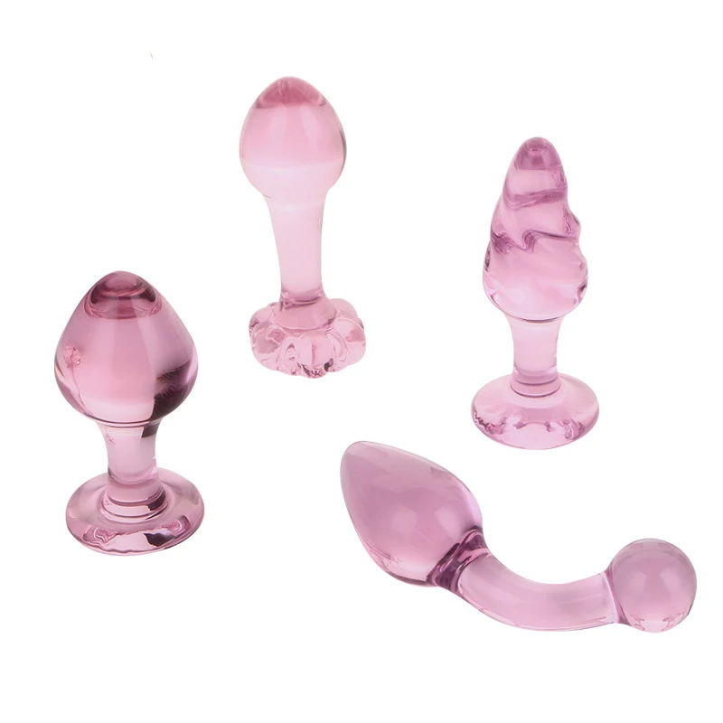 Pink Crystal Buttplug Set Anal Glass Dildo Plug Dilatador Beads Balls Prostata Massage Sex Toys For Women Men | Красота и здоровье