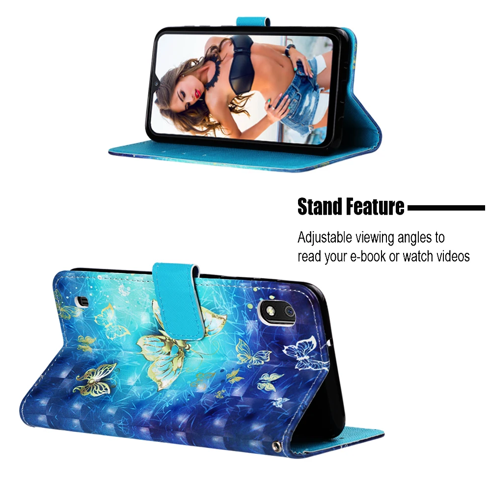 Роскошный чехол для Samsung Galaxy A10 A20 A30 A40 A50 A70 A7 (2019) с подставкой и откидной крышкой 3D