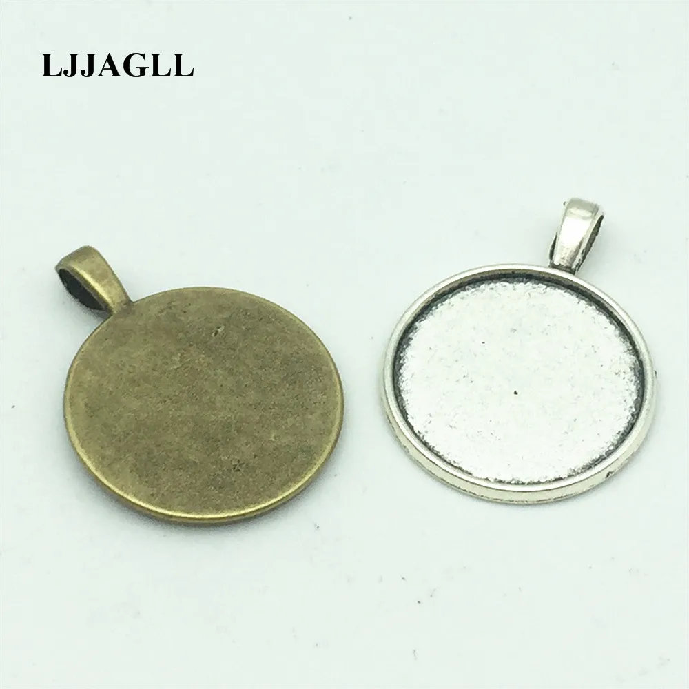 

LJJAGLL (6pcs/lot) Tow Color Zinc Alloy Fit 25mm Round Dia Blank Cabochon Settings Jewelry Diy Necklace Findings ADT012