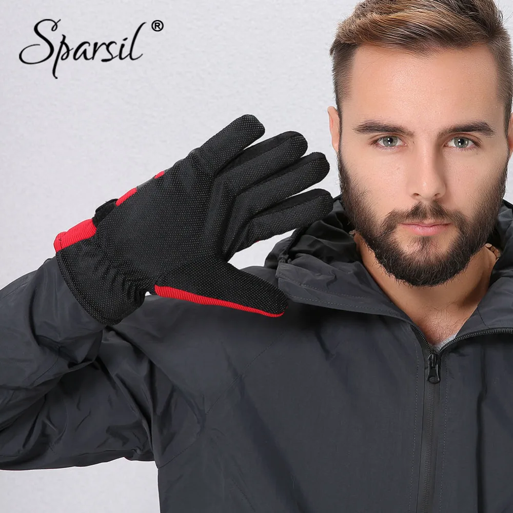 Sparsil мужские толстые коралловые флисовые Лоскутные кожаные гольфы ветрозащитные противоскользящие теплые застегнутые наручные тактические зимние варежки