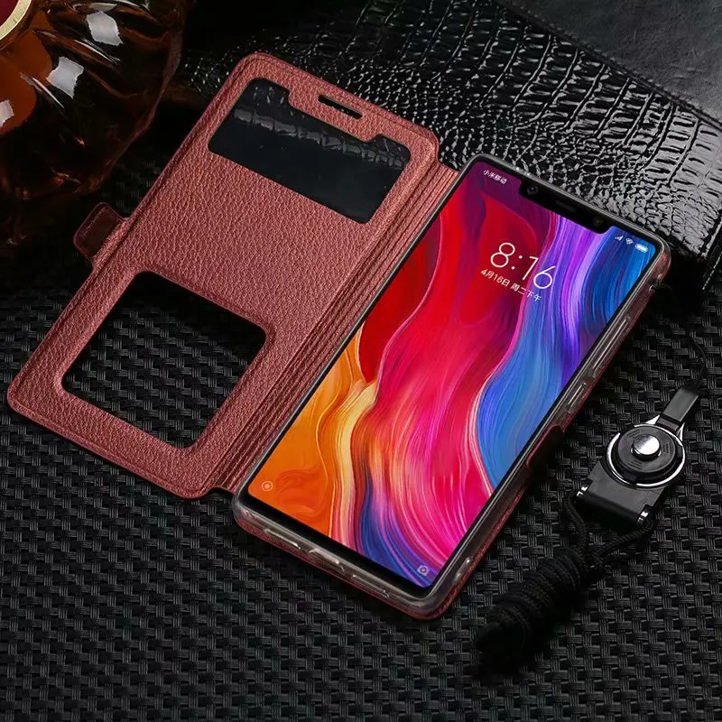 Чехол для Xiaomi Mi 8 Mi8 кожаный чехол с откидной крышкой и подставкой Защитные чехлы