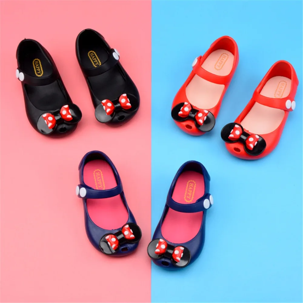 Girl's New Arrival Princess Big Cute Bow Decor Mini Melissa Summer Sandals Casual Fashion Round Toe Jelly Shoes Flat Beach | Детская