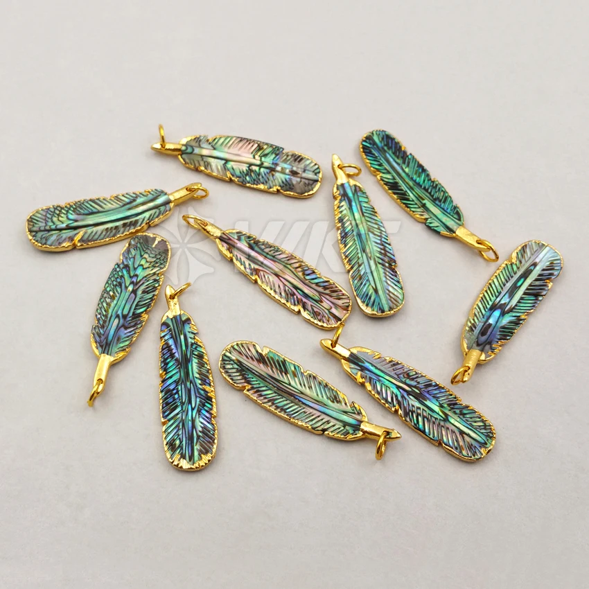 WT-P1242 WKT Wholesale Charming Natural Abalone Shell For Women Fashion Jewelry Feather Wing Shape Necklace Pendant | Украшения и