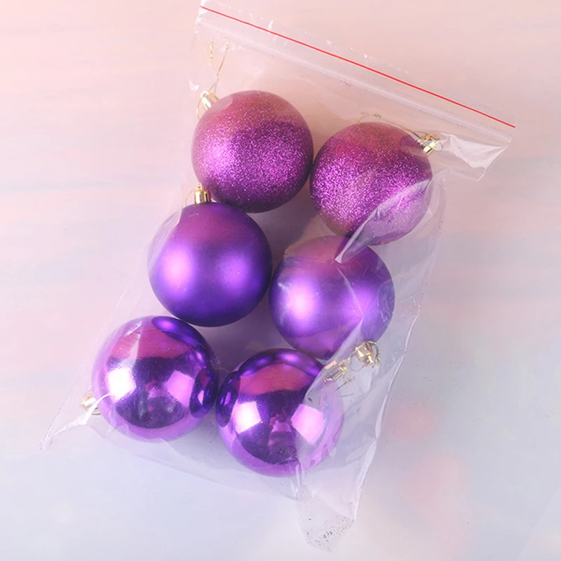 purple 6 шт. Рождественская елка шар рождественские безделушки вечерние Свадебные Рождественские подвесные украшения Украшение приложение 80 мм - Цвет: purple
