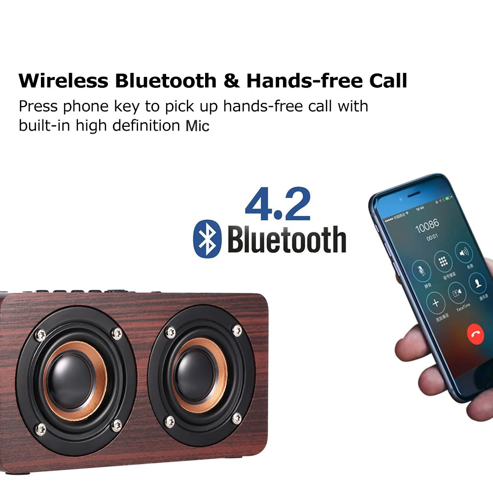 Bluetooth динамик W5 Red Wood Grain 4 2 двойной громкий s бас сабвуфер громкая связь с