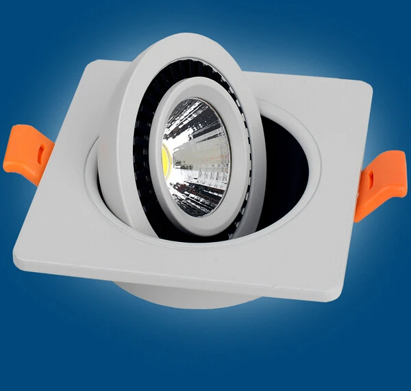 Free Shipping COB 12W Dimmable Led Ceiling Down light Square Recessed Led Lamp 360 degree rotation AC85-265V 12pcs/lot