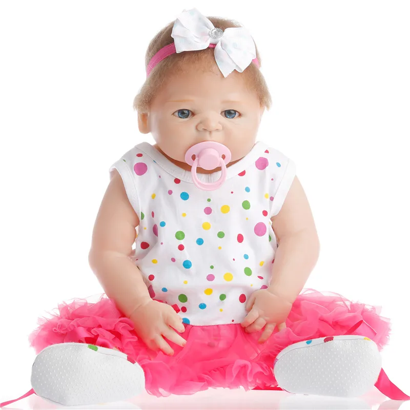 SanyDoll 22 дюйма 57 см силиконовые куклы Реборн Реалистичная кукла реборн Милый Бант