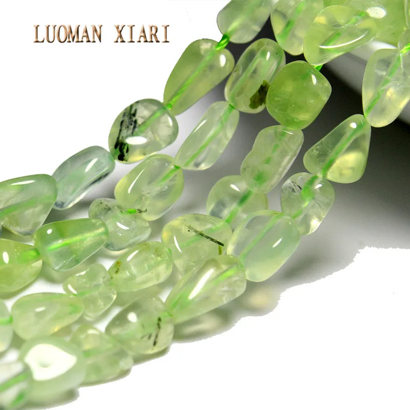 Нестандартные бусины из натурального зеленого кристалла 4-8 мм с прямыми