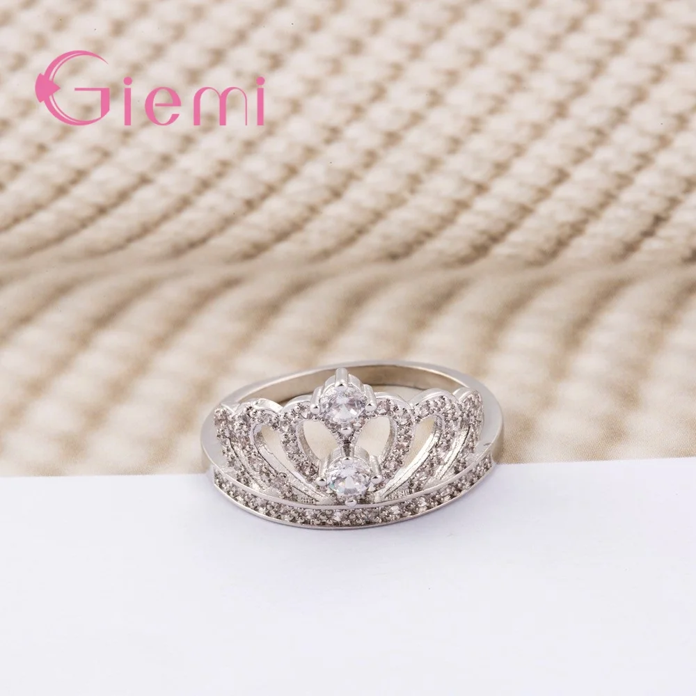 Trendy Crown Rings For Women Bridal Wedding Engagement 925 Sterling Silver Cubic Zirconia Factory Price Big Promotions | Украшения и
