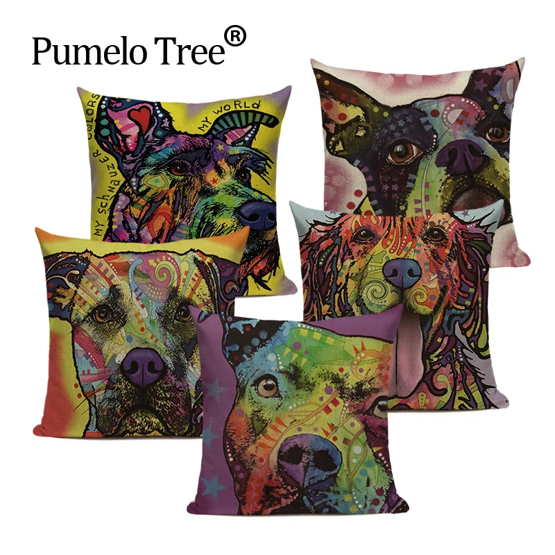 

Colourful Painted French Bulldog Bull Terrier Cushion Covers Custom Printed Cushion Home Sofa Home Decorative Throw Pillow Cover
