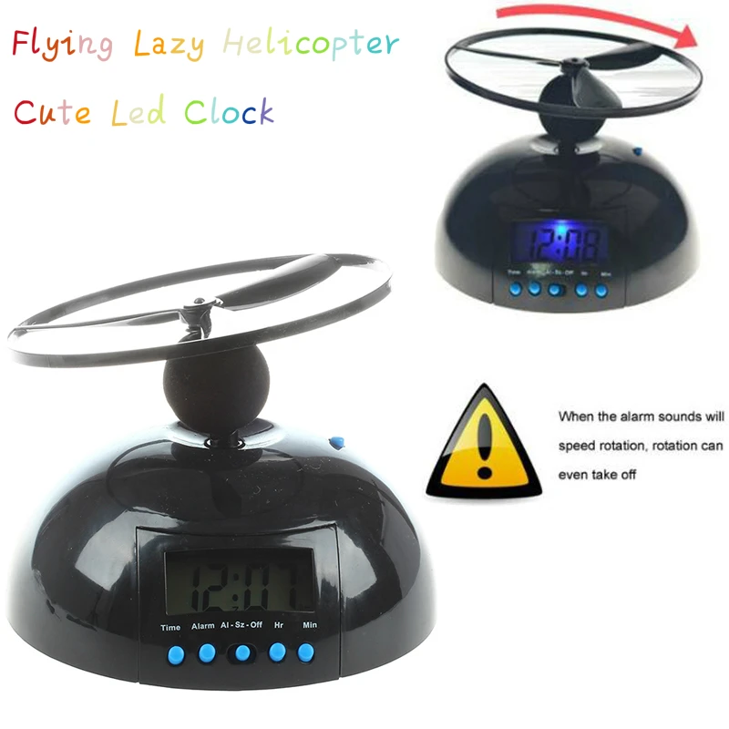 

Креативная игрушка с часами для детей, будильник с подсветкой, подарок, Летающий Ленивый вертолет, милый цифровой будильник, светодиодные ч...