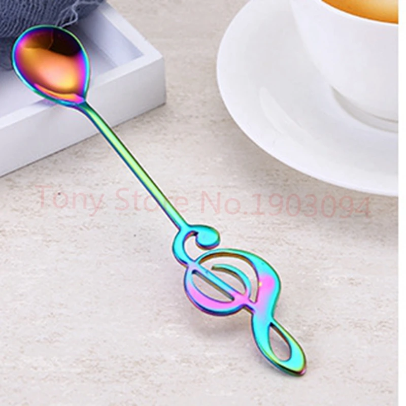 300pcs Stainless Steel Musical Note Dessert Spoon Coffee Stir Durable Scoop Exquisite Tableware Gift Milktea Tea Ice-cream | Дом и сад