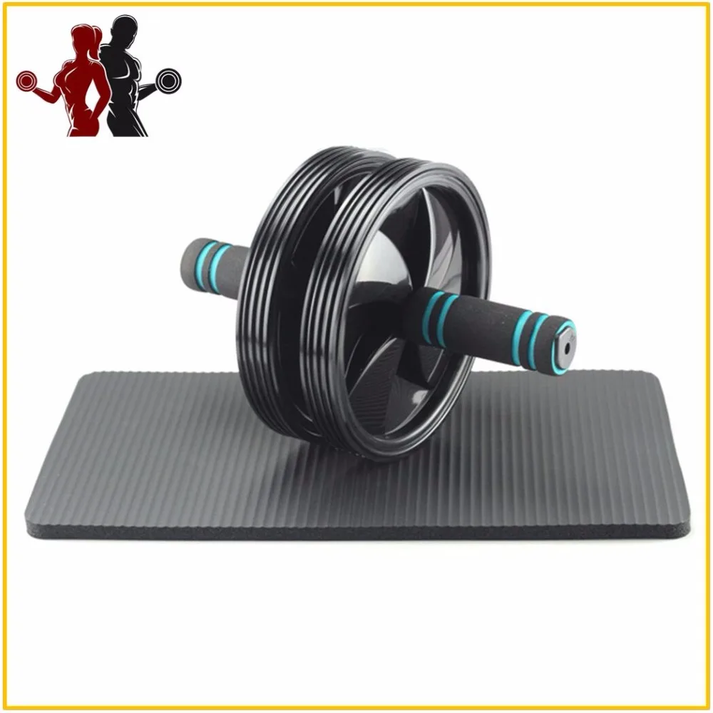 Quality Double-wheel Ab Abdominal Press Silent Wheel Rollers Crossfit Exercise Equipment for Body Building Fitness Gym Free Pad | Спорт и