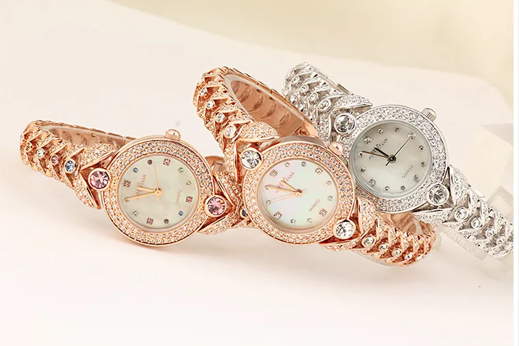 Elegant MELISSA Bracelet Watch Noble Fashion Palace Designer Crystals Dress Wrist watch Quartz Relogio Shell Montre Femme MG523 | Наручные