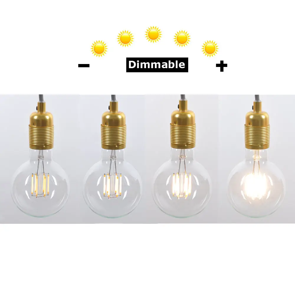 Grensk Vintage LED Filament Bulb Edison G95 Clear 8W AC 220V 240V E27 Led Warm White 2700K Household Bar Lighting Dimmable