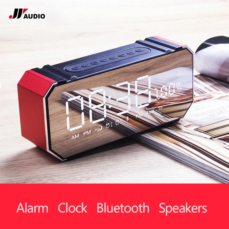 JY Audio F1 портативные мини bluetooth колонки умный ЖК экран Будильник Радио fm приемник