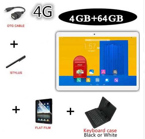 E Новейший планшетный ПК 3g 4G LTE FDD Android 8,1 Восьмиядерный планшет 4 Гб ОЗУ 64 Гб ПЗУ WiFi gps 10,1 'планшет ips экран 8 Мп+ подарок - Комплект: E