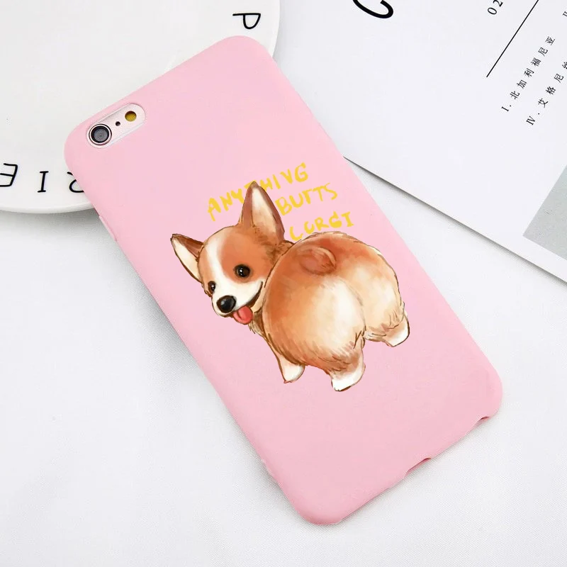 TPU Для iphone 7 6S попка корги Щенок Прекрасный чехол для телефона с рисунком в виде животного Розовый цвет мягкий чехол для iphone Xs 8 7 6 Plus XS MAX XR силиконовый чехол - Цвет: TPU