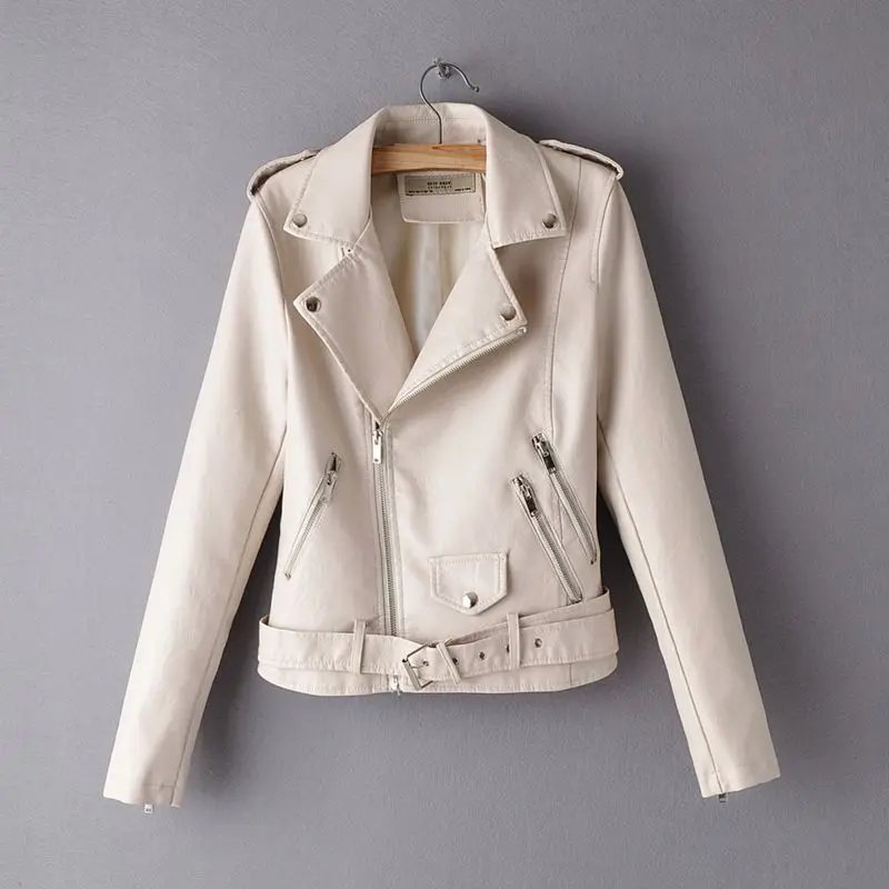 

Fashion Black Motorcycle Biker Pu Leather Jacket Women Casual Autumn Winter Zipper Coat Long Sleeve Female designer Jackets