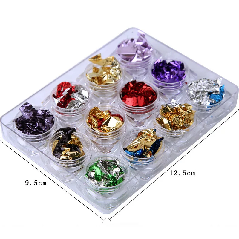 Hot Sale 12 Color Foil Paillette Chip Nail Art Flakes Design Decoration Sticker Fashion Glitter Decals Set jlrs2018 Dropshipping | Красота и