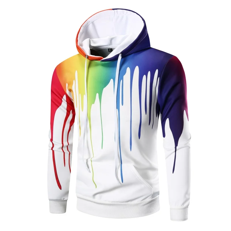 2018 Men's casual hoodies &ampsweatshirt brand men winter autumn new fashion 3D irregular ink printing Hoodies coat M-3XL size | Мужская