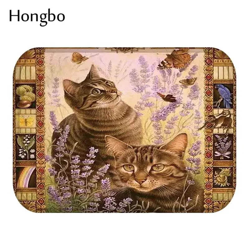 Коврик Hongbo с изображением кота для улицы и входа в помещение фланелевые