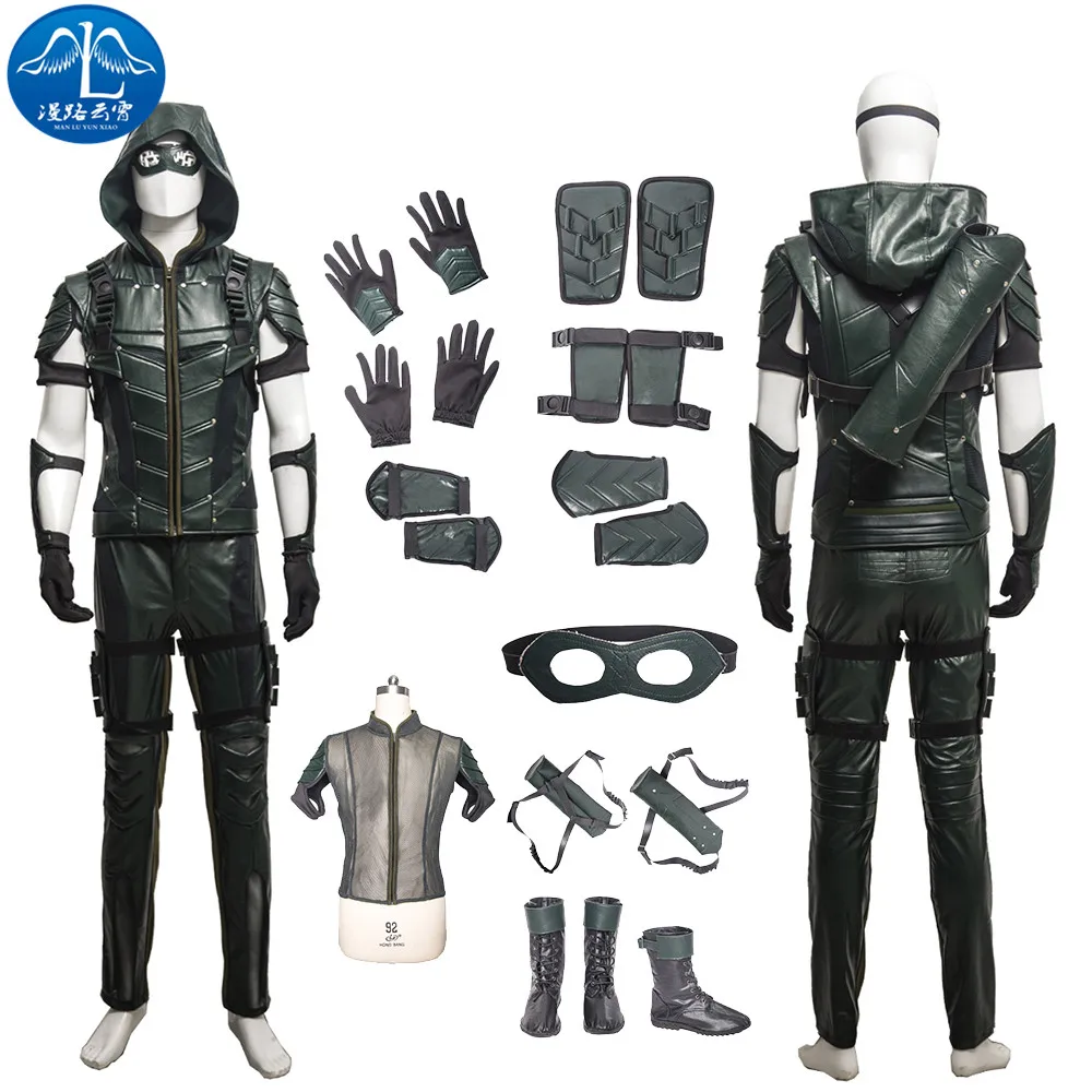 Green Arrow Cosplay Suit Halloween Costumes For Men DC TV Series Suphero Outfit Custom Made