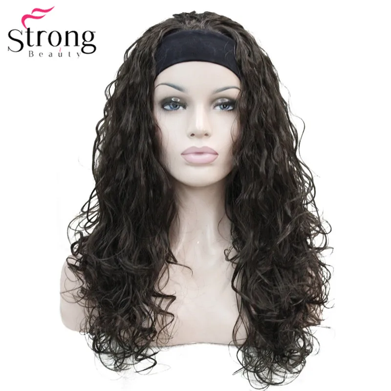 StrongBeauty оголовье парики женские Синтетические Черные/светлые длинные вьющиеся волосы монолитные натуральные парики