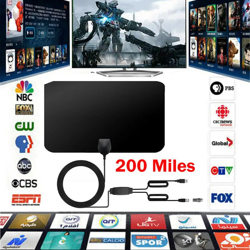 Цифровая ТВ антенна с диапазоном 50 200 миль HD Skywire цифровая 1080p для помещений 4k