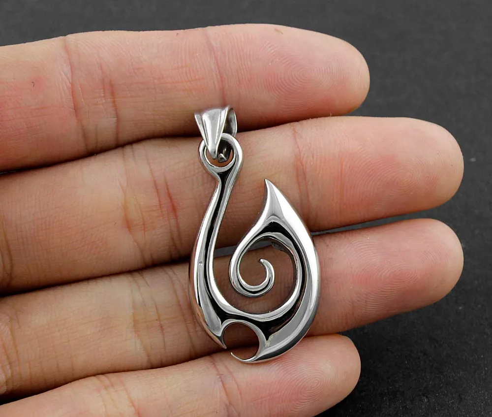 Никогда не выцветает серебро 316L нержавеющая сталь Байкерский крючок маори Шарм