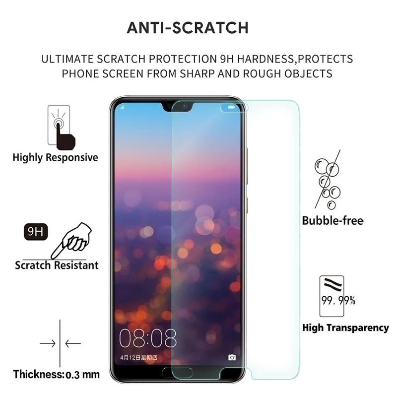 2 шт. закаленное стекло премиум класса для Huawei P20 Pro защита экрана прозрачная