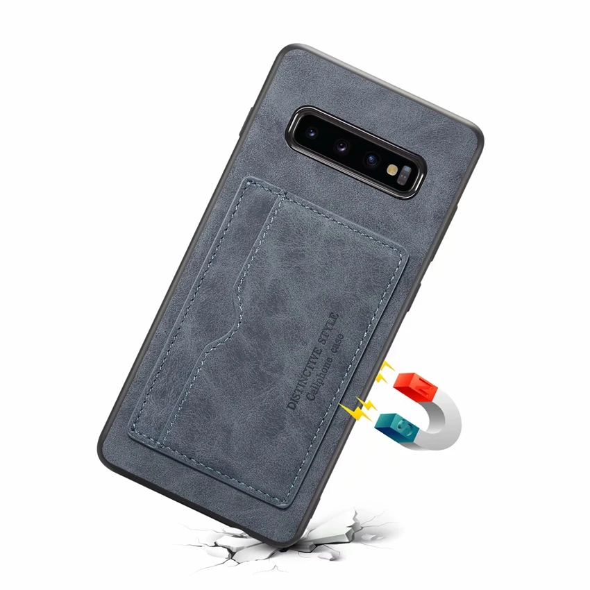 Магнитная из искусственной кожи задняя крышка с карты, карман для samsung Galaxy S9 S10 плюс S10e примечание 9 телефон стенд держатель чехол для samsung A6