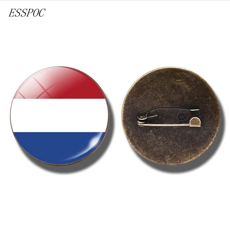 Netherlands Европейский Национальный флаг значок булавка Франция Италия Испания Польша Россия Ирландия голландская страна брошь в виде флага бижутерия со стеклянными кабошонами - Окраска металла: Netherlands