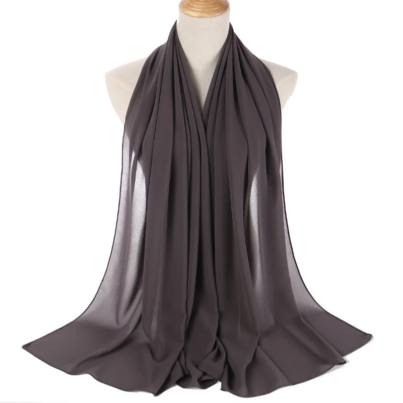 

Hot Sale Women Chiffon Scarf Solid Candy Color Silk Kerchief High quality Muslim Woman Hijab Scarves All Seasons Sunscreen Shawl