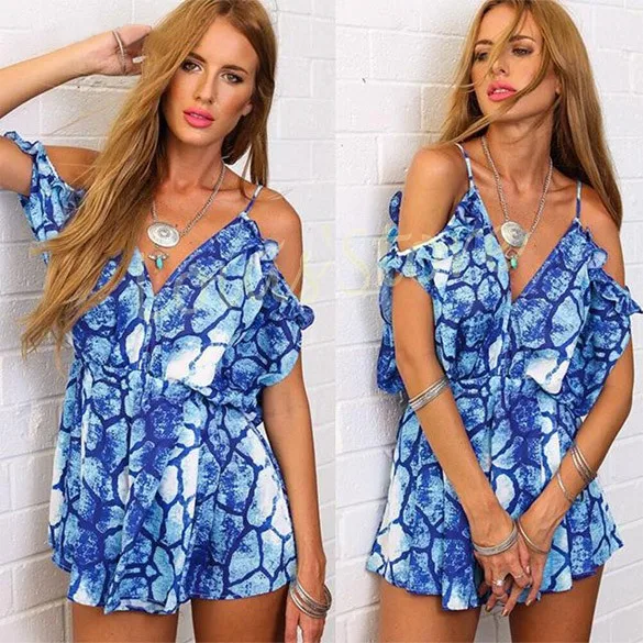 Hot Printed Jumpsuit Woman Sexy Short Jumpsuits Summer 2015 Plus Size Casual Overalls For Backless Playsuit 12 |