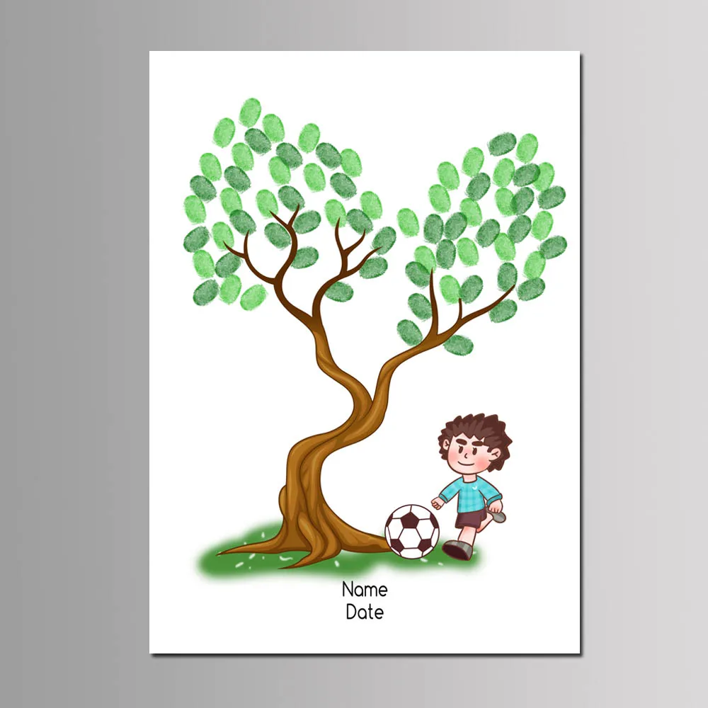 Baby Boy Girl Baptism Party Favor DIY Fingerprint Tree Guest Book Kids Birthday Gift Event Decor Customized Canvas Painting