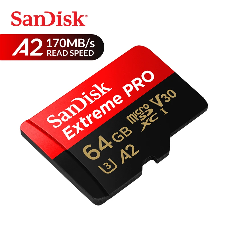 

SanDisk Memory Card Extreme Pro microSDXC micro SD Card 64GB UHS-I C10 U3 V30 A2 170MB/s TF Card for 4K Ultra HD and Full HD