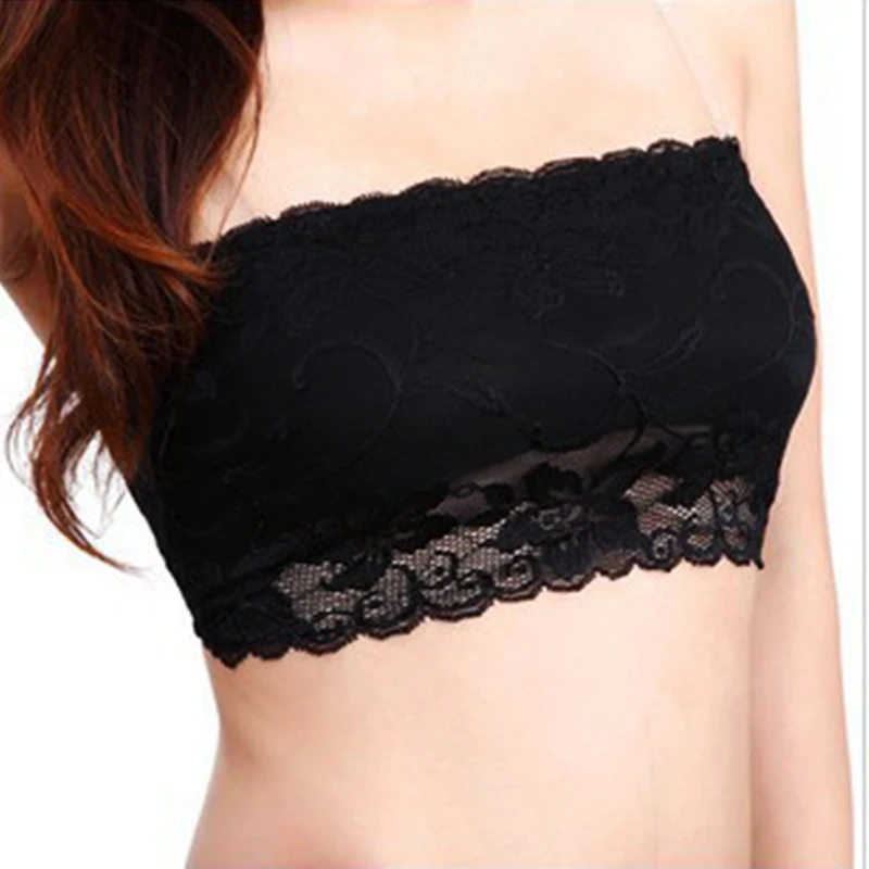 Женский кружевной топ бандо без бретелек с цветочным принтом бретелек|Топы