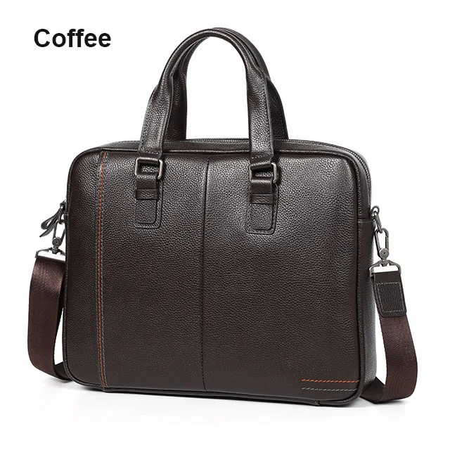 coffee Новая сумка из воловьей кожи, мужской портфель из натуральной кожи, повседневная мужская сумка на плечо из натуральной воловьей кожи, деловая сумка, мужская сумка, портфель - Цвет: coffee
