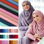 1 шт., женский простой шифоновый шарф с пузырьками, хиджаб, одноцветные шали, повязка на голову, популярный хиджаб, мусульманские шарфышарф