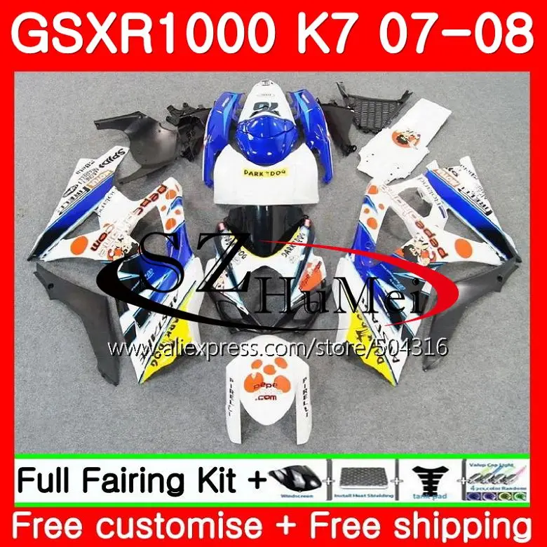 Боди для SUZUKI Pepephone GSXR 1000 K7 GSX R1000 07 08 боди 38SH15 GSXR1000 2007 2008 Обтекатели|body|body 1/10body 1/8 |