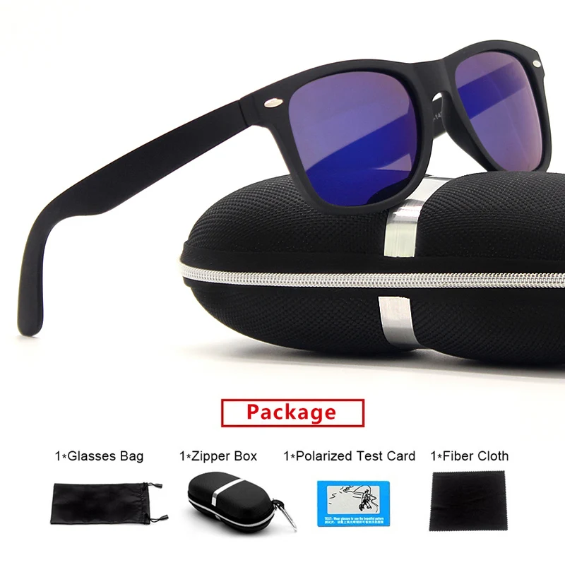 Blue with box SAYLAYO, новинка, Роскошные, матовые, черная оправа, поляризационные солнцезащитные очки, для мужчин и женщин, уличные, классические, солнцезащитные очки, брендовые, дизайнерские, очки - Цвет линз: Blue with box