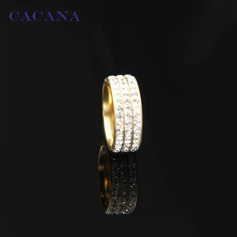 Женские кольца из нержавеющей стали CACANA 3 ряда персонализированные модные