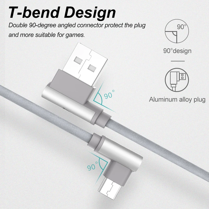 Кабель Micro USB Jellico 10 шт. кабель для передачи данных 90 градусов планшета Samsung Huawei Xiaomi