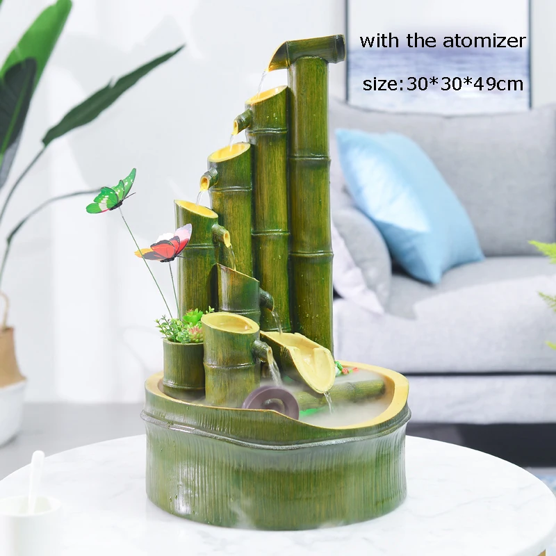 C 110/220 смолы фэн шуй фонтан бамбука Форма Waterscape распыление очистки воздуха свадебный подарок для рабочего стола, Украшения - Цвет: C